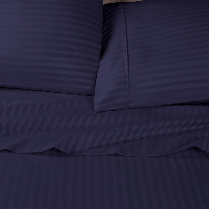 Ensemble de taies d'oreiller en satin de coton Traditional Traditional, Standard, Bleu marine