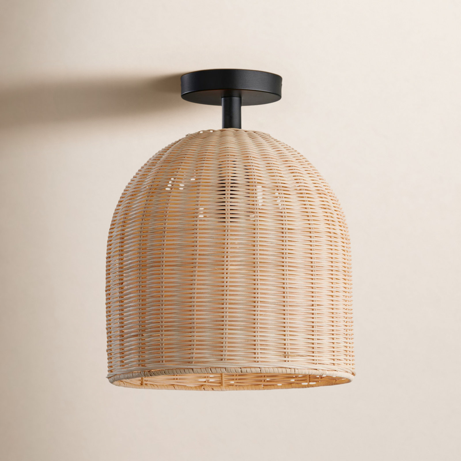 Zac Single Light Rattan Semi Flush Mount