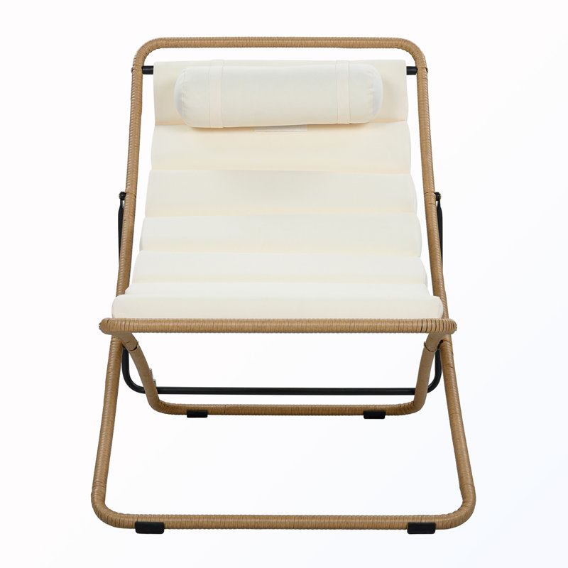 Méridienne pliante d'extérieur 2 pièces avec dossier et coussin réglables et appui-tête amovible