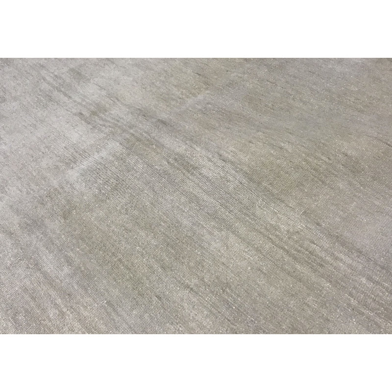 Tapis beige uni de couleur unie noué à la main 8 pi 10 po x 11 pi 10 po