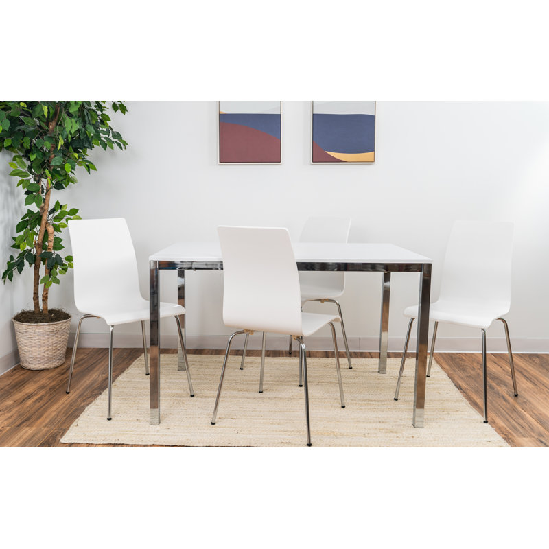 Ensemble repas pour 4 personnes Southam, Blanc/chrome, Chrome chrome