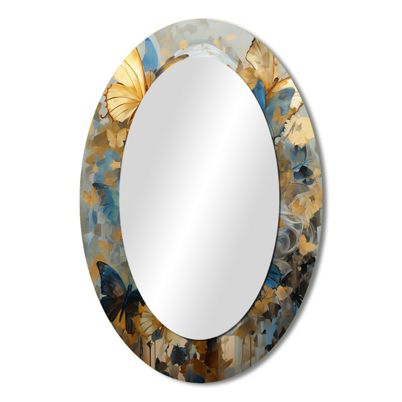 Décoration murale papillon bleu et doré glamour II - bleu, 36 po x 24 po