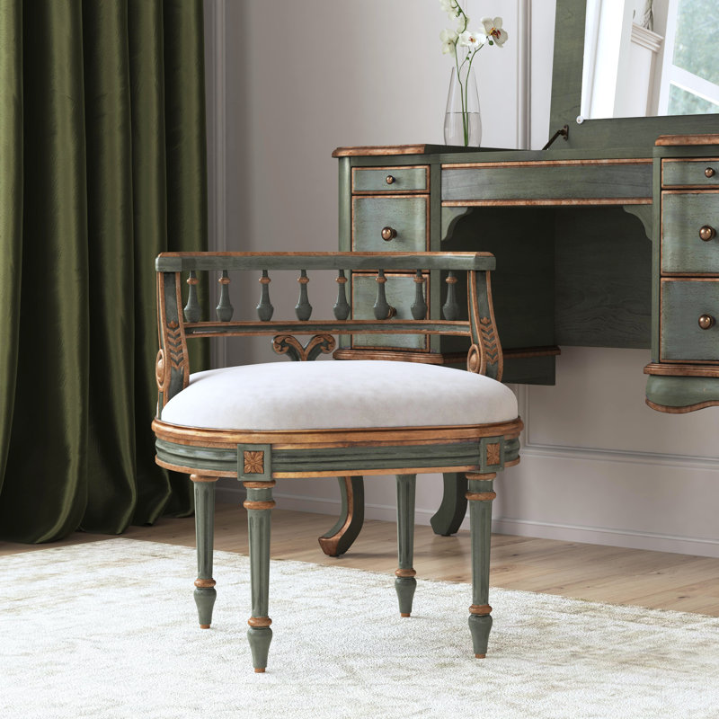 Jules Upholstered Vanity Stool, Pastel Green