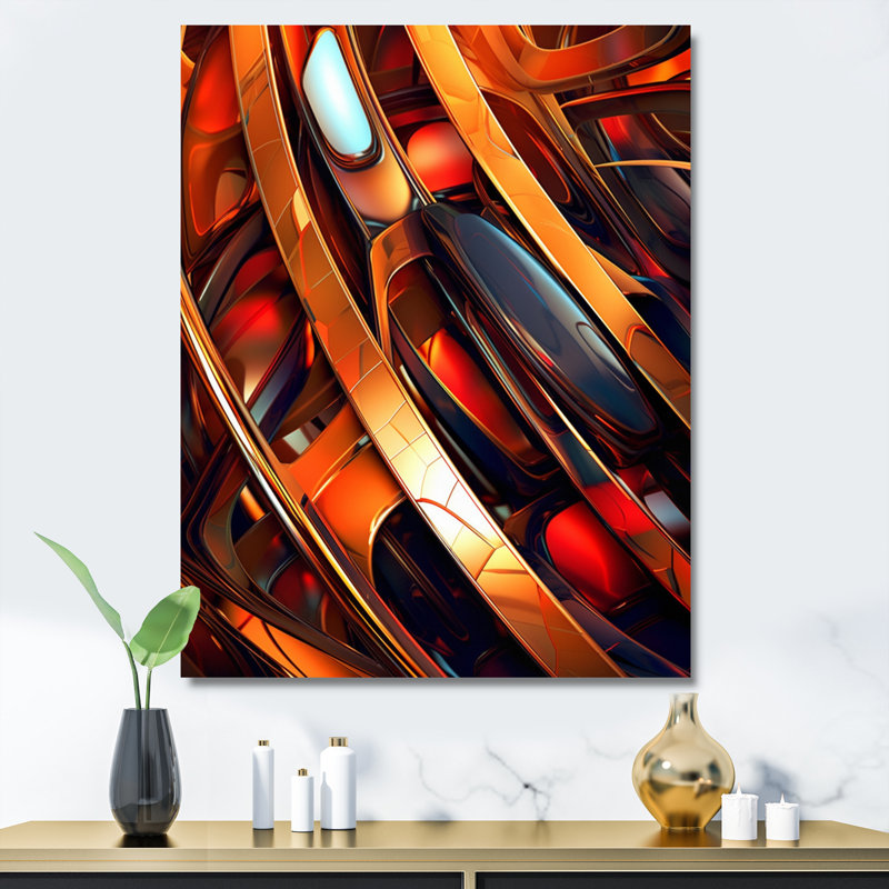 Vortex abyssal orange et orange sur toile, H 20 po x l 12 po x P 1 po, Toile tendue
