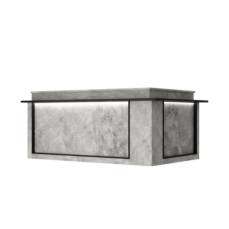 94.5'' W L-Shaped Reception Desk With LED Lights