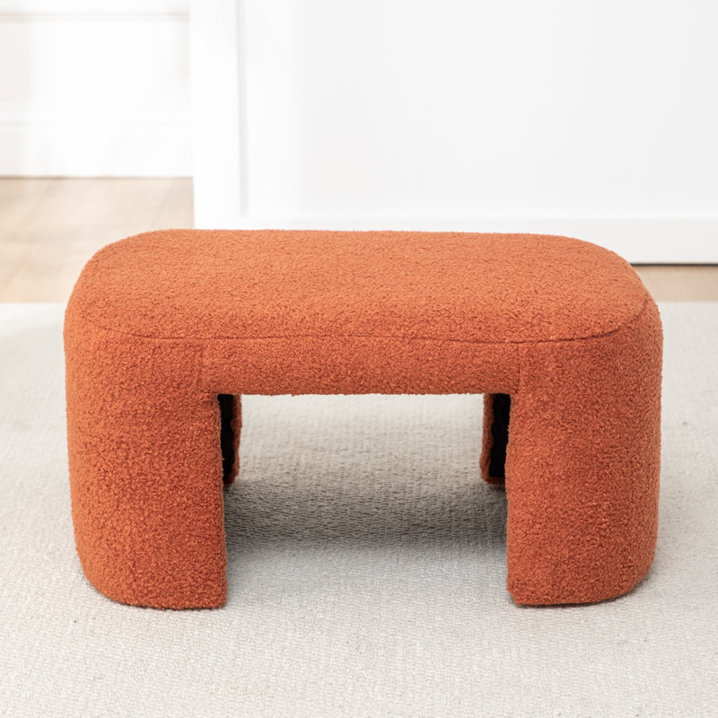 Ashalyn Upholstered Ottoman, Orange, Polyester Blend