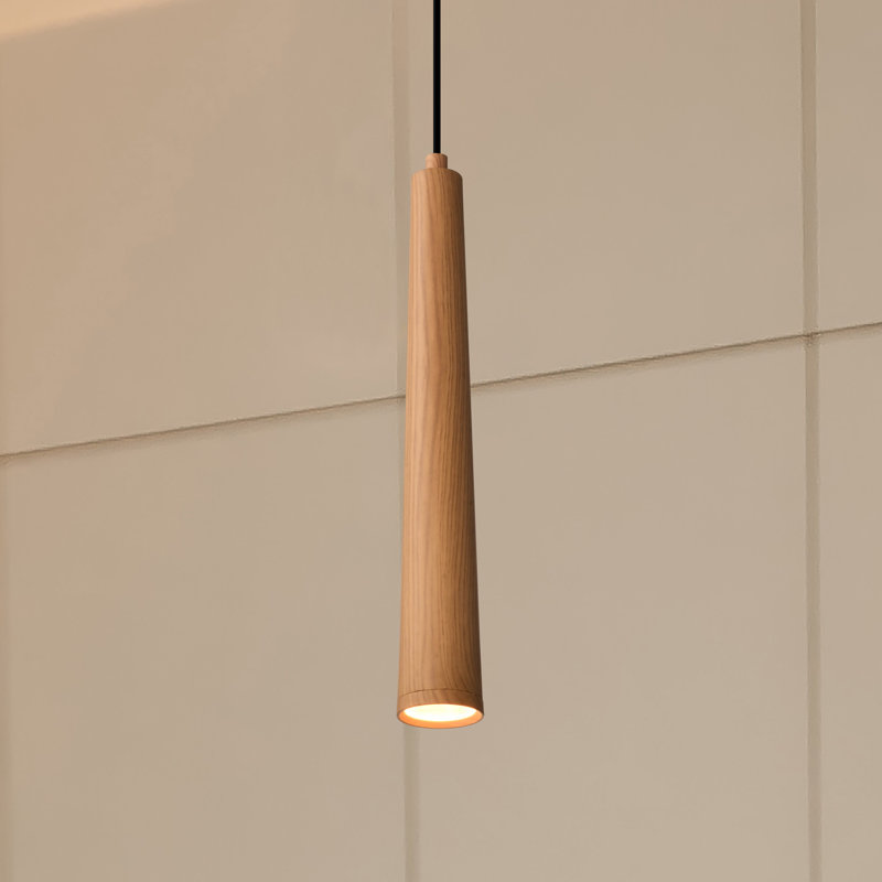 Luminaire suspendu simple en bois de frêne à 1 lumière Icare