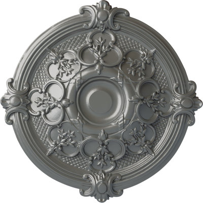Médaillon de plafond Endurathane Hamilton, DE 17 3/8 po x P 1 3/4 po (convient aux auvents jusqu'à 3 3/4 po), fini argent peint à la main