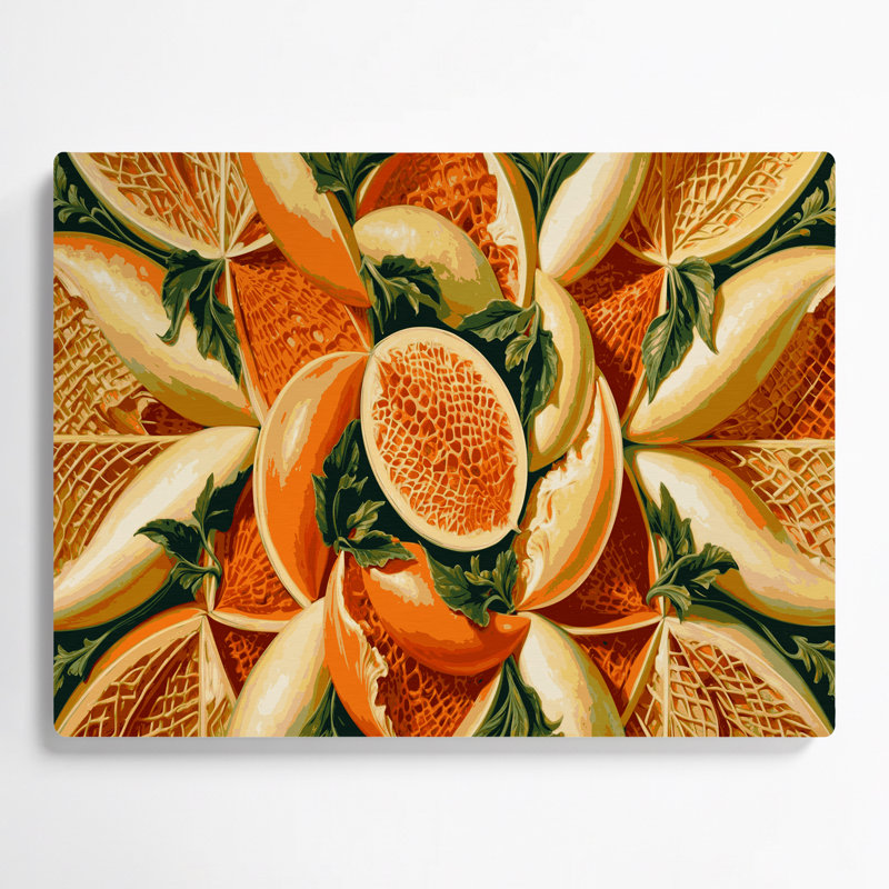 Fruit Persian Melon Brown Metal Wall Art, 11" H x 14" W
