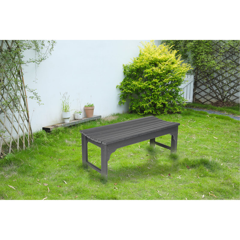 Banc Adirondack sans dossier avec texture en bois, siège en bois de poly pour patio, cour arrière, balcon, résistant aux intempéries avec protection UV