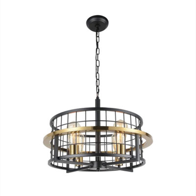 4 - Light Dimmable Lantern Drum Chandelier