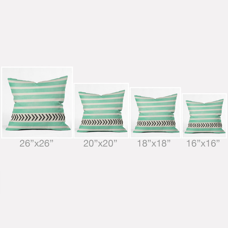 Allyson Johnson Mint Stripes and Arrows Outdoor Throw Pillow, 18" x 18"