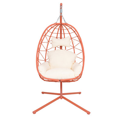 Foldable Hammocks Hanging Pe Rattan Metal Egg Chair For Patio Home