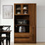 Armoire de cuisine avec étagère de rangement à plusieurs niveaux, 2 tiroirs et porte vitrée