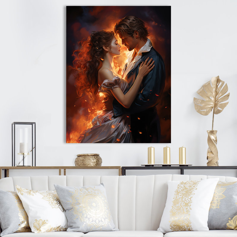 Amour Romantic Dancing Couple II - Portrait romantique, art mural, Toile tendue, H 32 po x l 16 po x P 1 po