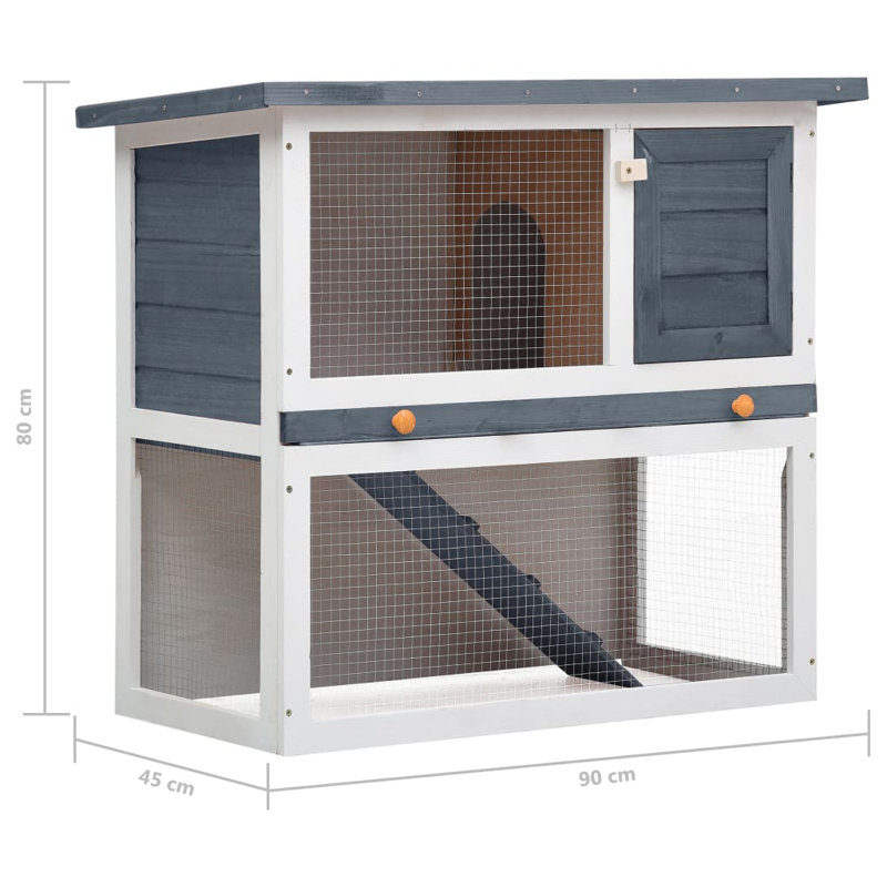 Jaron Weather Resistant Rabbit Hutch, Grey
