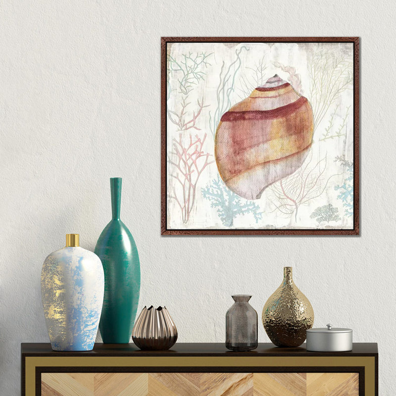 Coral and Shell II 1 Piece Wall Art on Canvas, 45.72 cm H x 45.72 cm W, Classic Wood Framed