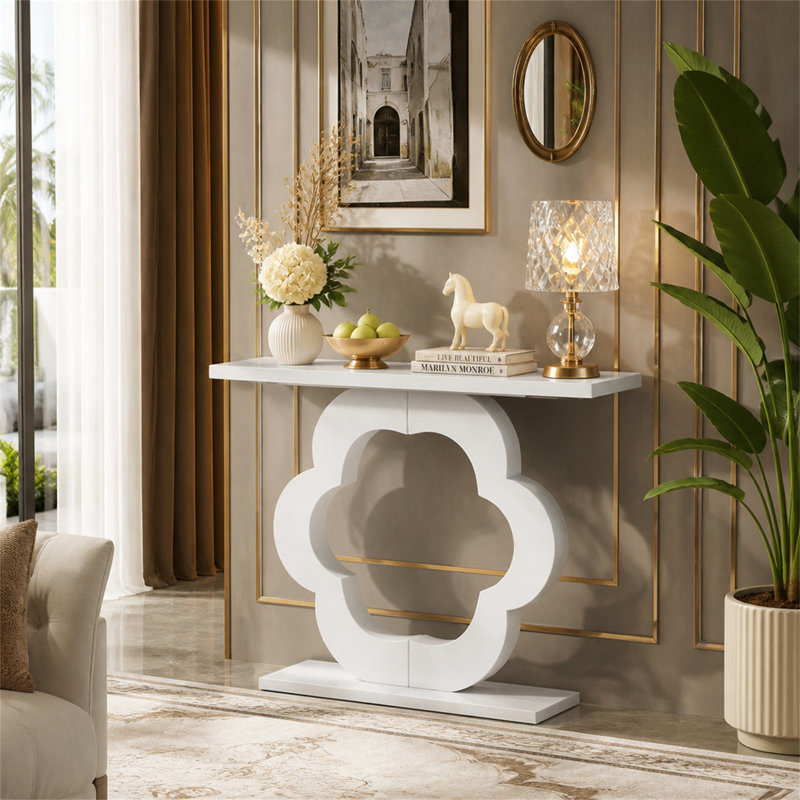 Table console 39,4 ", canapé d'entrée moderne avec base à découpes