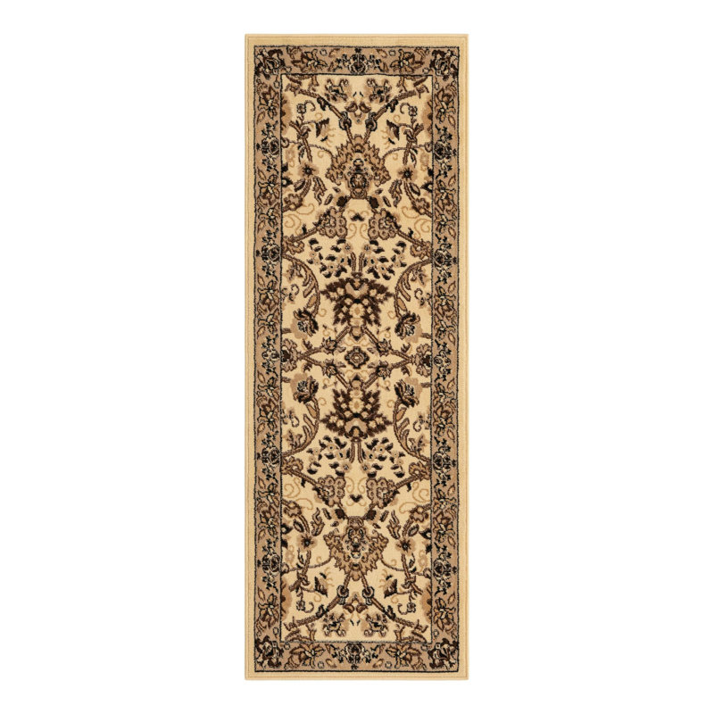 Tapis bourgogne Bhatari, Tapis de couloir 2 pi 7 po x 10 pi, Ivory