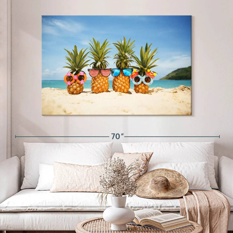Yarlin Summer Beach Pineapples, 34" H x 51" W