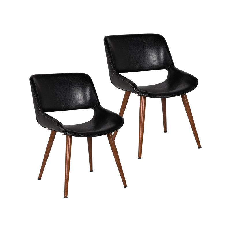 Shane Faux Leather Mid-Century Dining Chair, Black