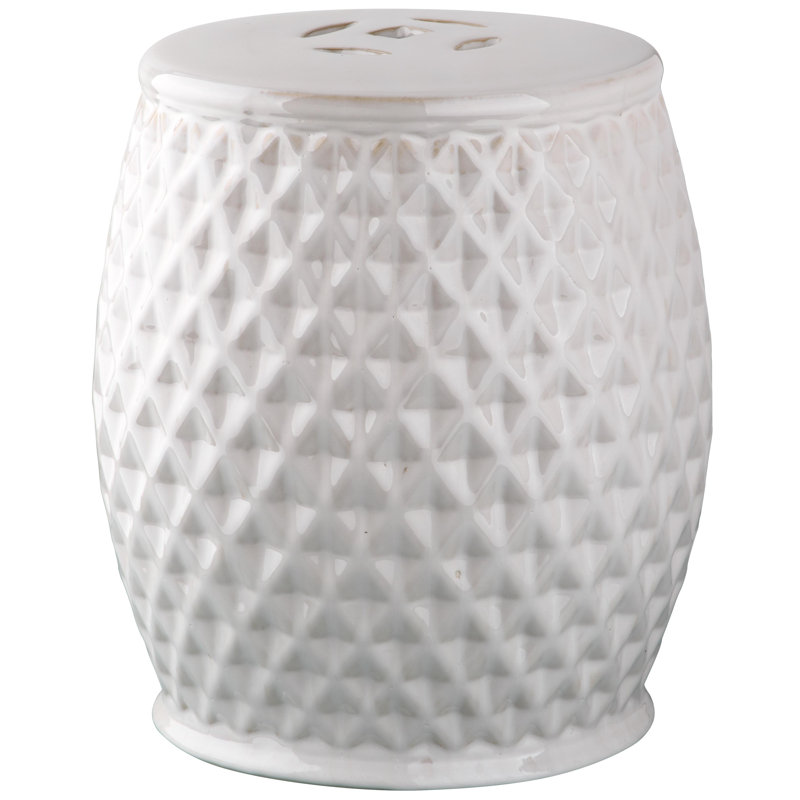 Harlequin Ceramic Accent Stool, Cream