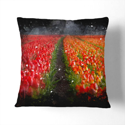 Field of Tulips Paint Splash Scatter Cushion