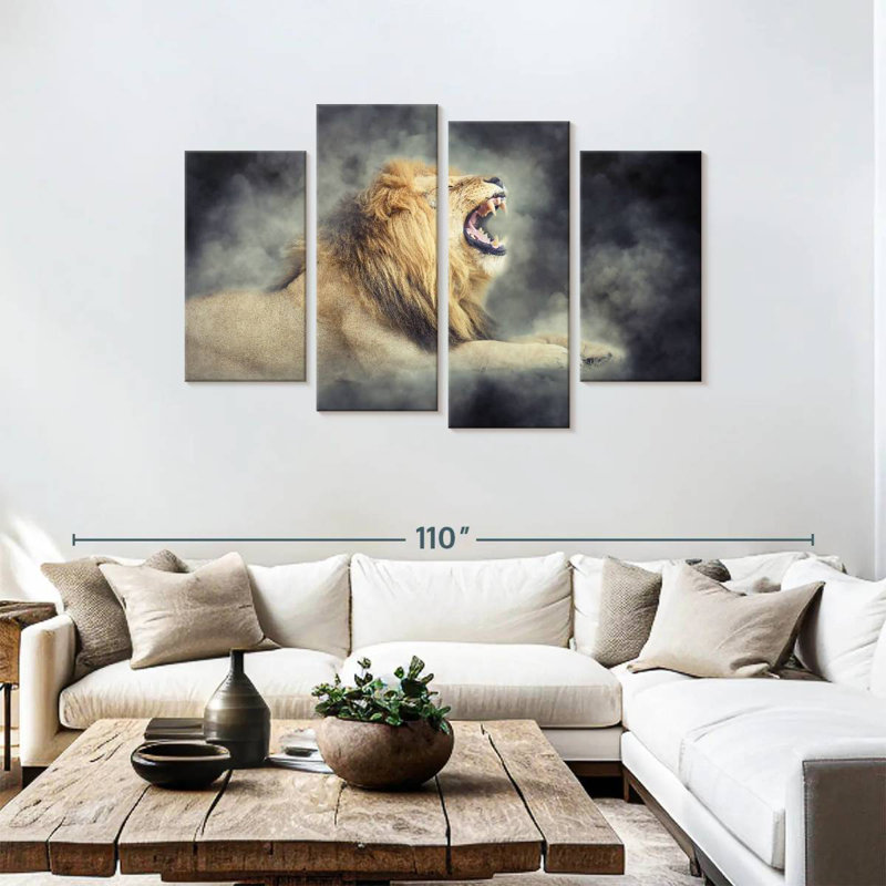 Lion sauvage brumeux Brampt, H 48 po x l 75 po