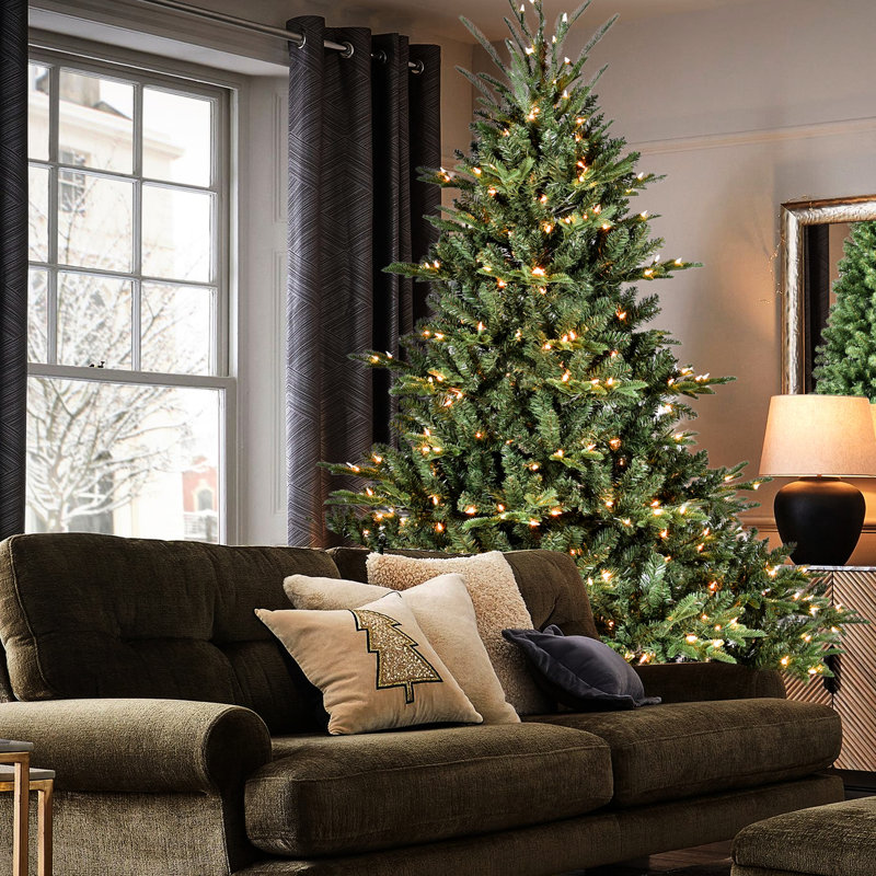 Arbre de Noël de 6 pi avec 500 lumières UL, 1763 pointes corsées, base large pour un superbe étalage, structure à charnière, installation simple, centre de table blanc chaud réaliste dans les grandes salles, assemblage rapide des branches et