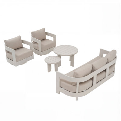 Frances Aluminum 5 Piece Outdoor Seating Group with Sunbrella Cushions