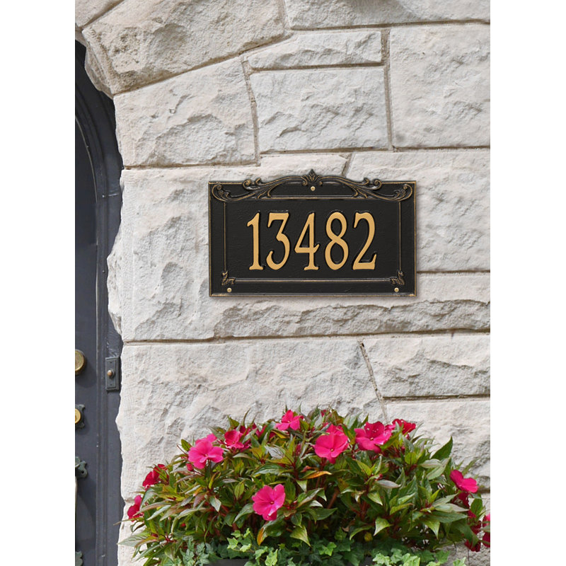 Signature Series 1-Line Wall Address Plaque, Black, Gold, Yes