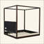 Lit plateforme à baldaquin en bois avec tête de lit tapissier-129743626-129743628
