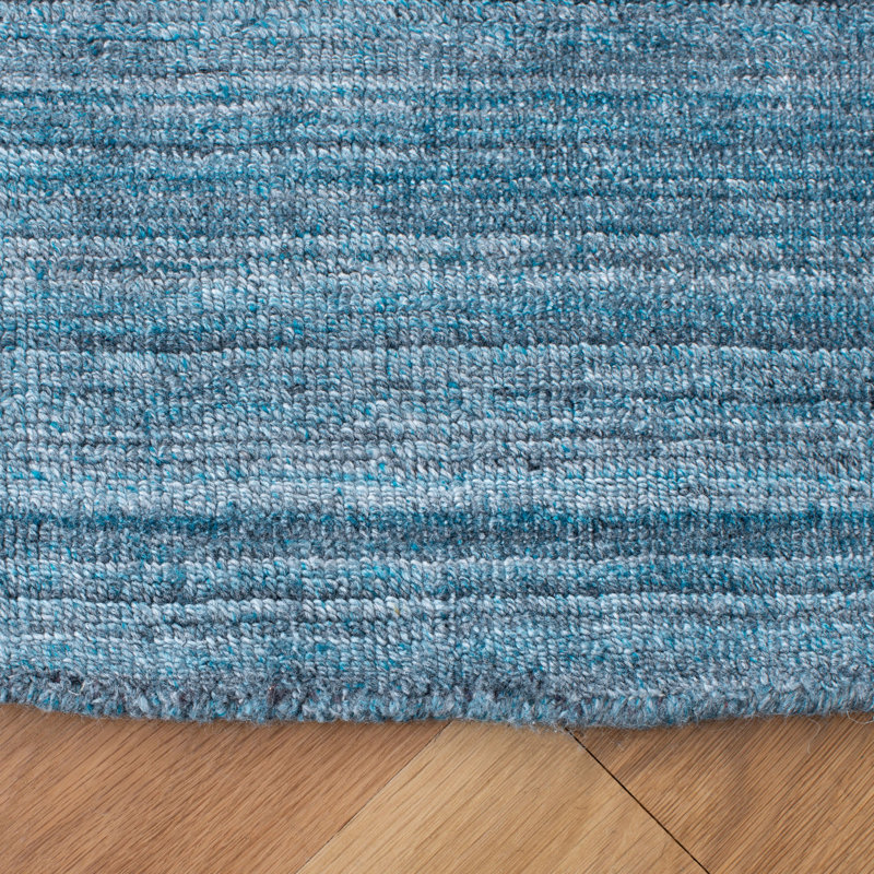 Tapis bleu sarcelle / bleu en laine tissé à la main Abbie-Jo, Rond 6 pi