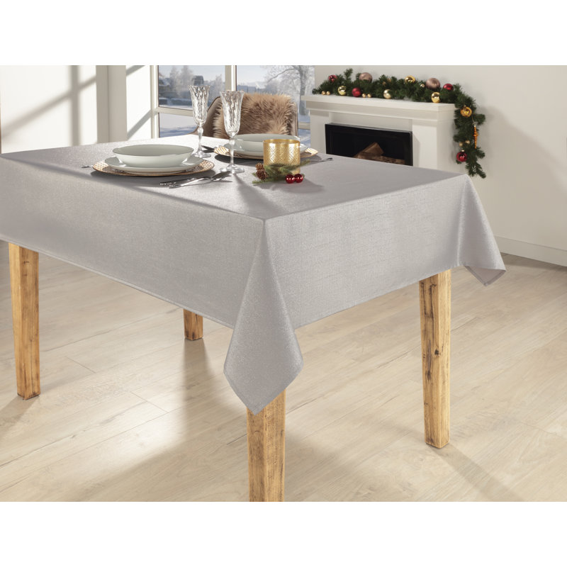 Christmas plain 140/220cm silver-silver, 160cm D x 130cm L, Silver colors