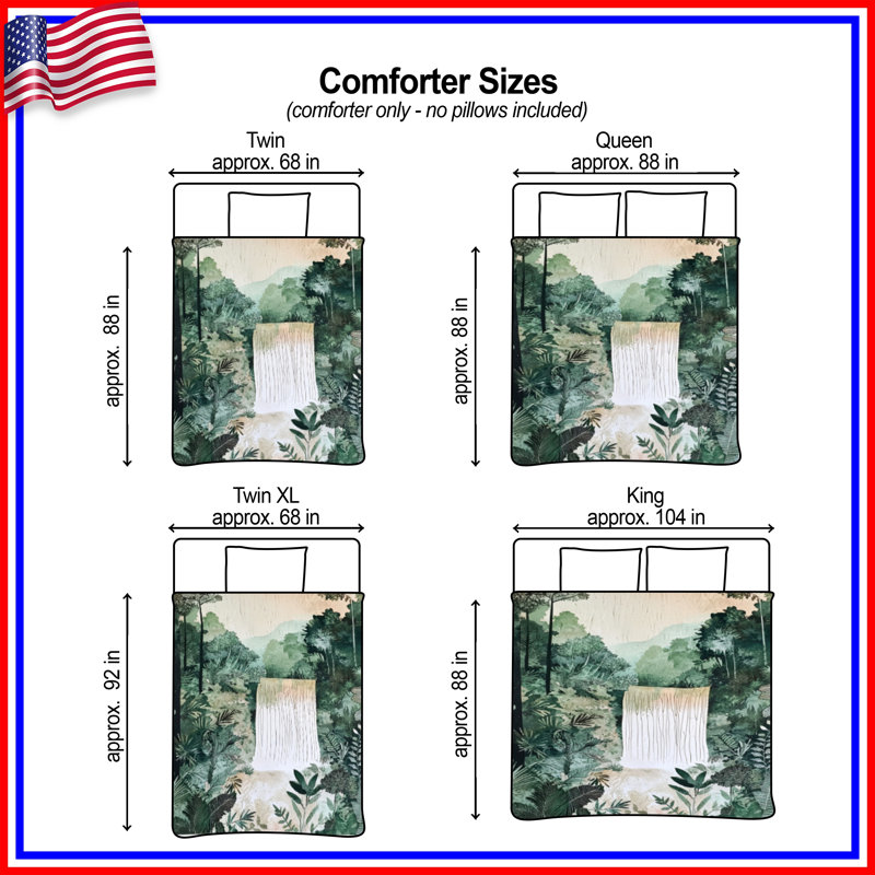 Dense Forest Waterfall Comforter, Twin Extra Long