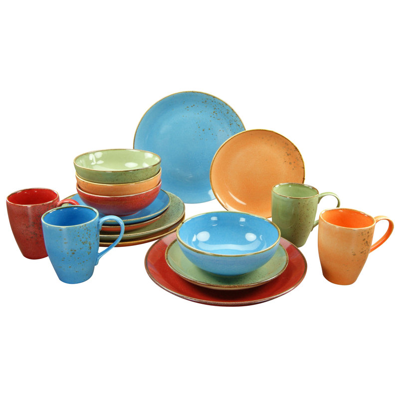 16-Piece Crockery Set Nature Made Of Stoneware For 4 People