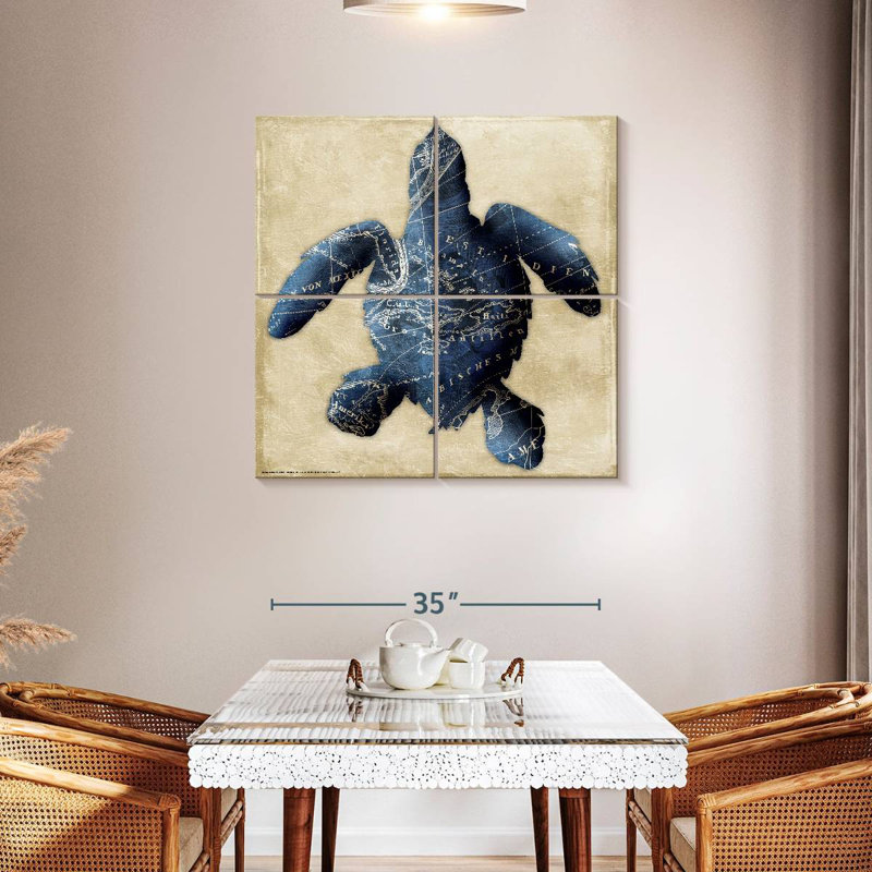 Brampt Map Turtle Indigo, 38" H x 38" W