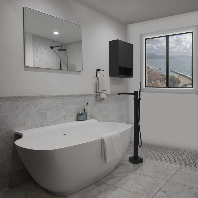 Sottile 62.38'' L Freestanding Soaking Bathtub, Matte White