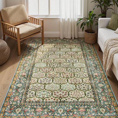 Tapis court en cachemire à fleurs et plantes pour le salon