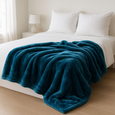 Faux Fur Throw Blanket – Oversized 91x81 Machine-Washable Bedding – Mink-Style 7.8lbs Heavy Blanket for Bed or Sofa by Lavish Home