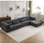 Canapé à compression Mahjong, canapé-lit convertible au sol, canapé modulaire modulaire désossé DIY, aucun assemblage requis, tissu polaire circulaire, surdimensionné à 4 places avec 1 repose-pieds, gris foncé-1241394179-1241394183