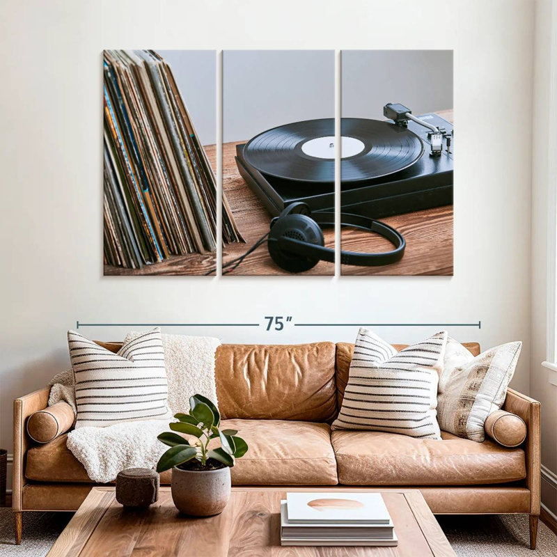 Vinyle et tourne-disque Abarca, H 42 po x l 65 po