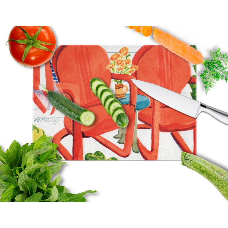 Planche à découper avec chaises en verre trempé caroline