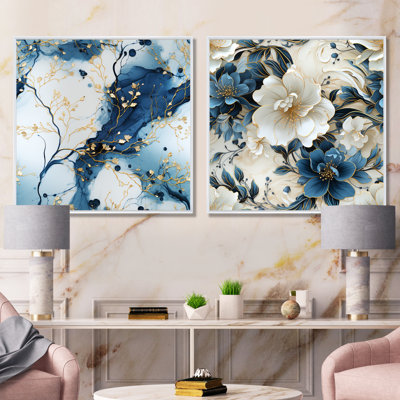 Milburn - tuile abstraite, ensemble de 2 reproductions d'art sur toile