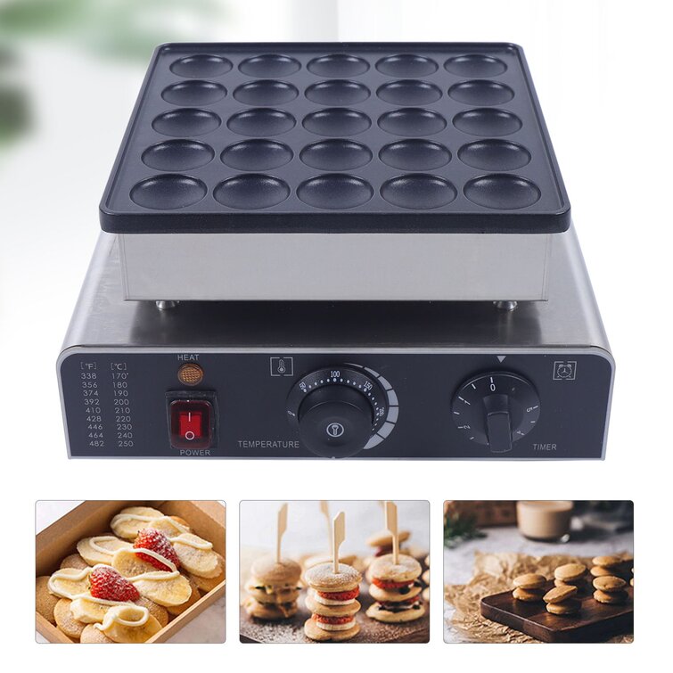 9-Hole Dutch Pancake Bake Machine Commercial Electric Waffle Maker Nonstick