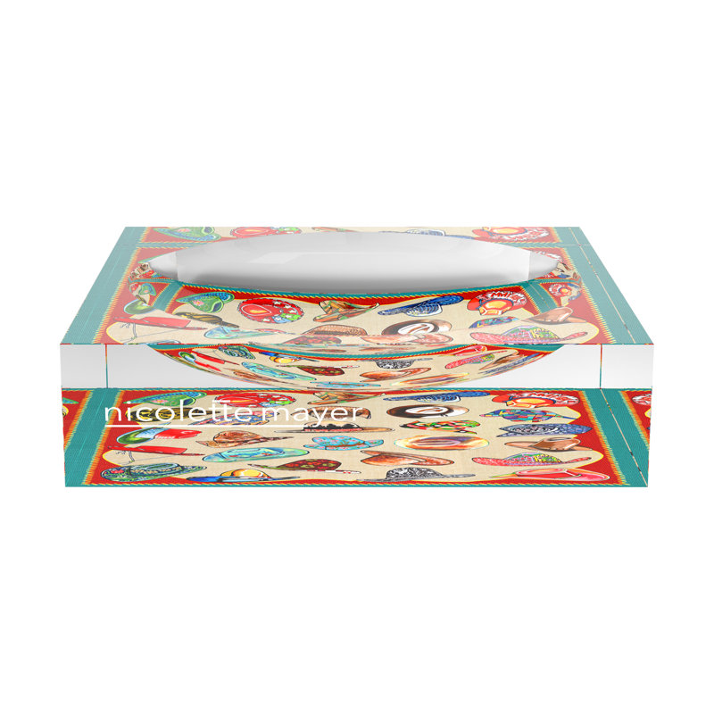 Gallon Hat XOXO Acrylic Candy Catchall Dish, 8"W x 8"D x 2"H