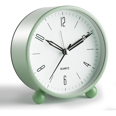Réveil analogique, 10 cm, ultra silencieux, sans tic-tac, avec veilleuse, fonctionne sur piles, design simple, style rétro, idéal pour la chambre, la table de chevet, le bureau, adulte, cadeau, vert