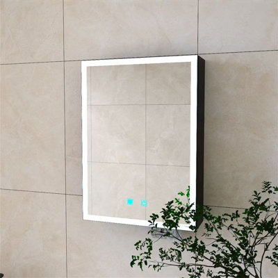 Armoire à pharmacie DEL pour la salle de bain avec lumière blanche une couleur, anti-buée, armoire en aluminium facile à installer.