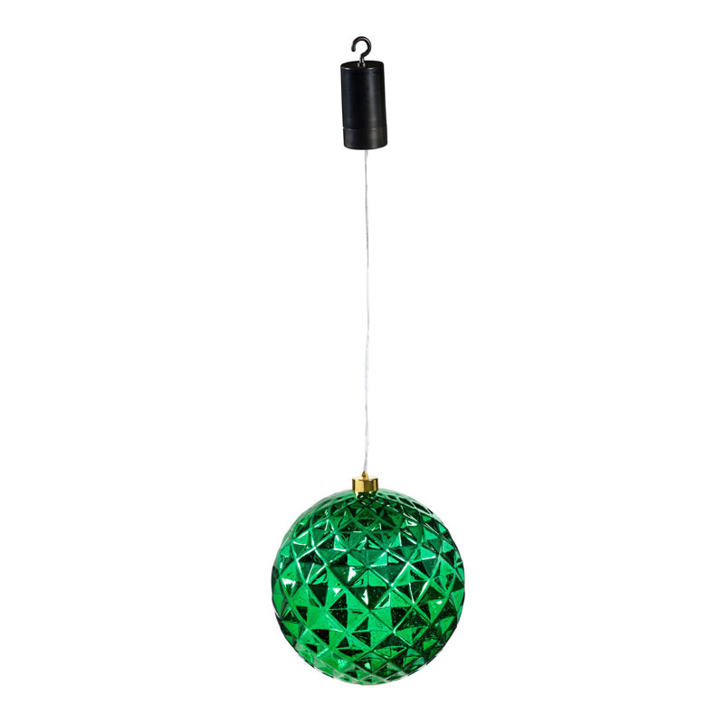 Ornement de Noël scintillant à piles incassable, Vert, H 7,87 po x l 7,87 po x P 7,87 po