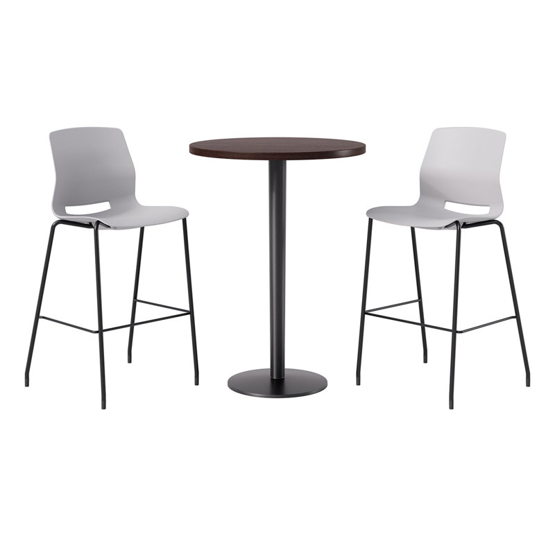 2 - Person Bar Height Dining Set, Espresso, Gray/Black